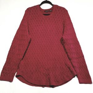 Jeanne Pierre Sweater Womens XXL Cable Knit Red Crew Neck Long Sleeves Cotton